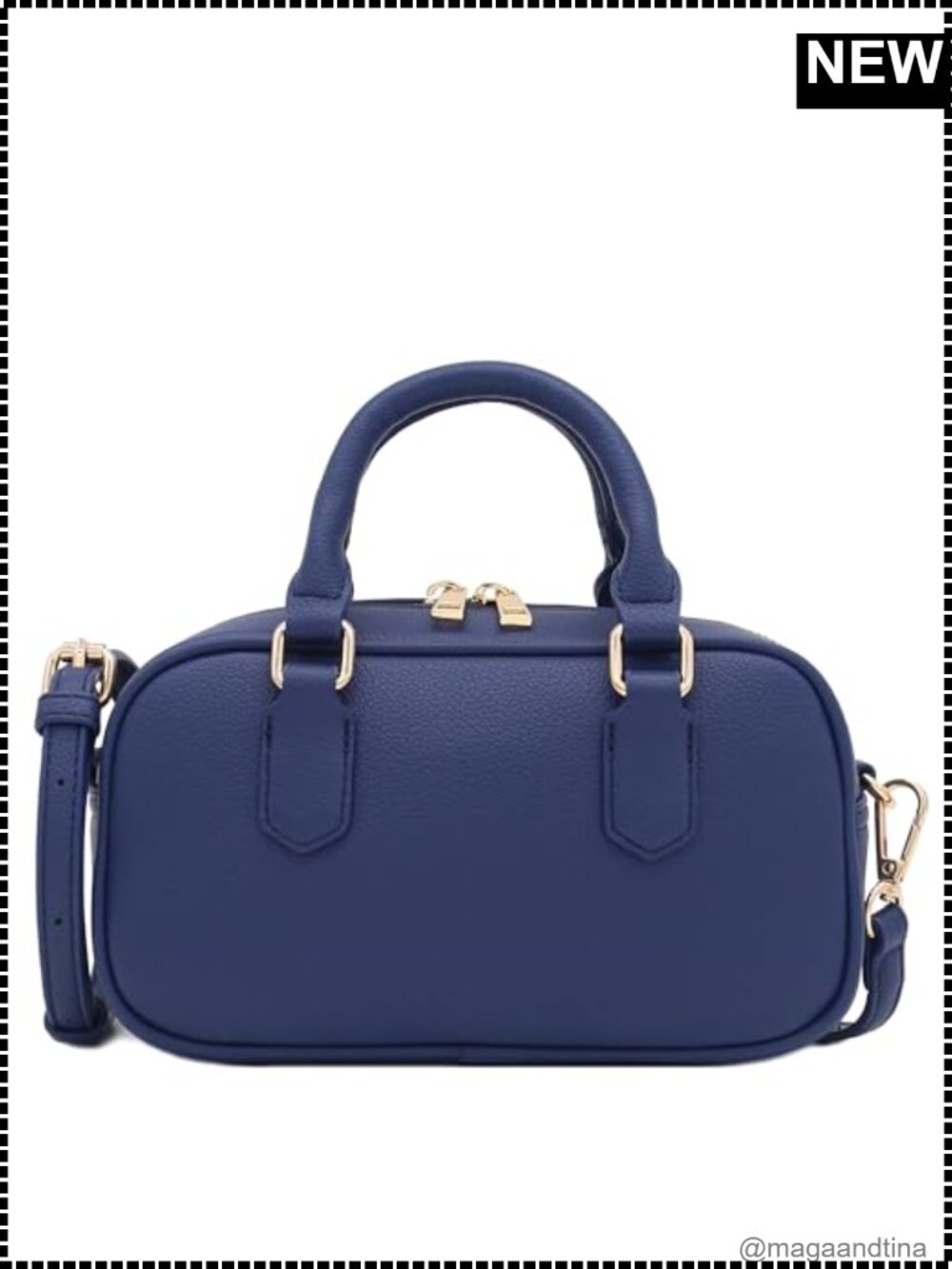 Faux Leather Mini Satchel Crossbody Bag Top Handle Purse